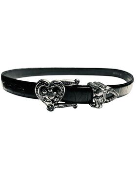 Vintage Brighton/Disney Mickey Mouse Black Croc Heart Buckle Belt M3113M Sz M